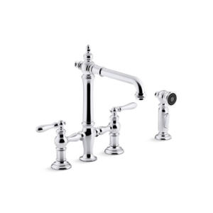 Artifacts Bridge Kitchen Faucet 4-Hole Polished Chrome with Sidespray