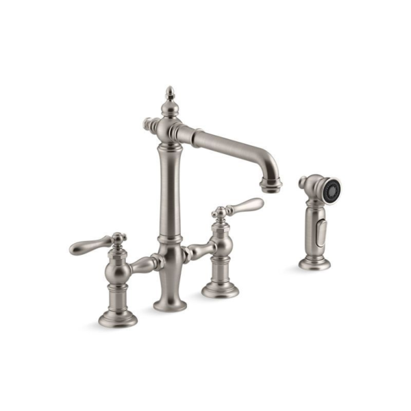Artifacts Bridge Kitchen Faucet 4-Hole Vibrant Stainless with Sidespray