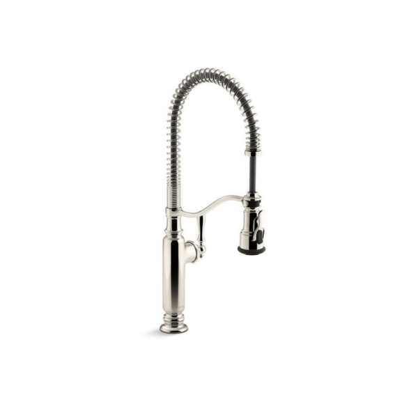 Tournant Semi-Pro Kitchen Faucet 1-Hole Vibrant Polished Nickel with Pull-Down Spout