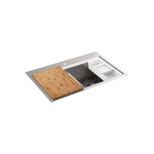 Task 33" Smart Divide Double Equal Sink 1 hole Stainless Steel Top-mount/undermount With Accessories