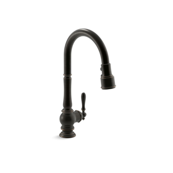 Artifacts 17-5/8" Kitchen Faucet 1-Hole Oil Rubbed Bronze with Pull-down Spout