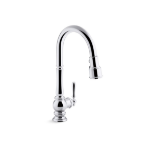 Artifacts 17-5/8" Kitchen Faucet 1-Hole Polished Chrome with Pull-down Spout